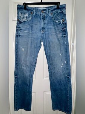 Men's Straight Light Blue Washed Jeans